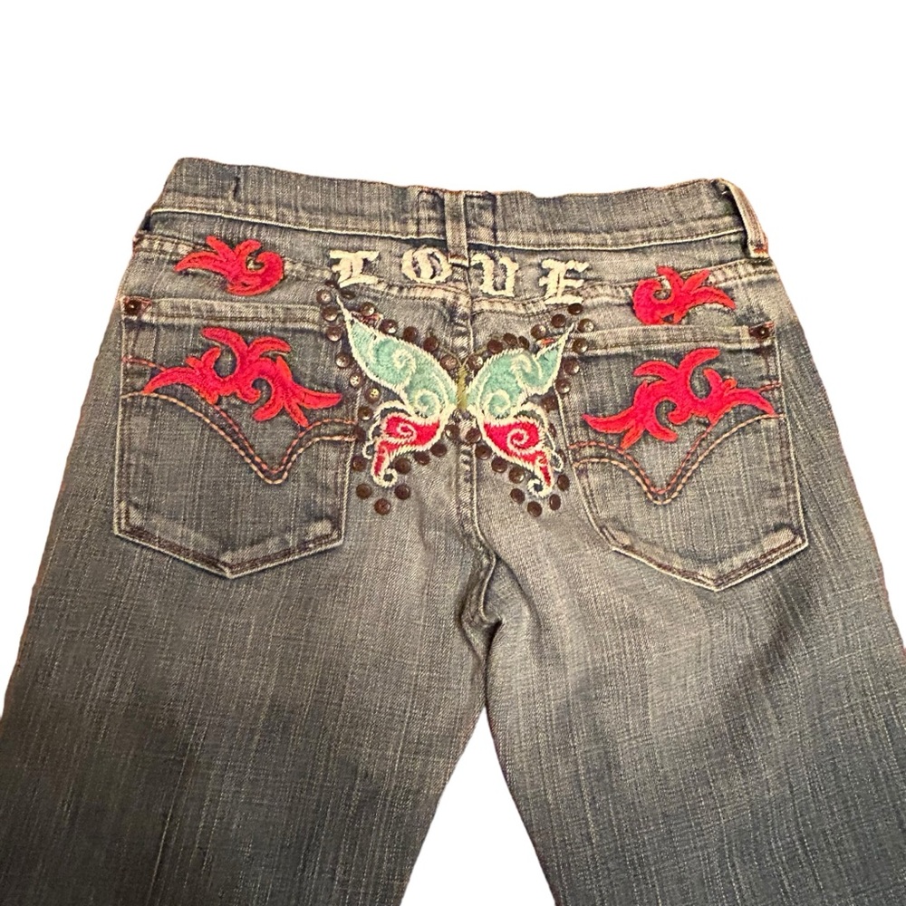 People For Peace Vintage Y2K Love Butterfly Embroidered Jeans
